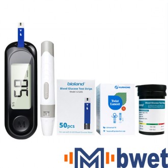 Compact Blood Glucose Monitor Kit For The Elderly – Includes Test Strips & Lancing Device with 50 Strips & Lancets for Home Use